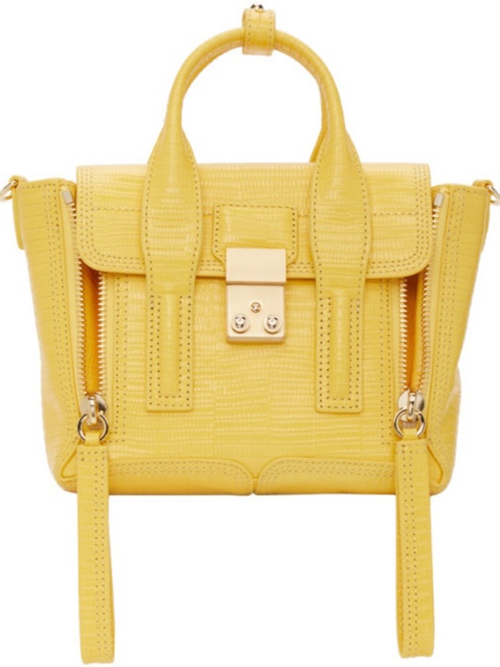 3.1 Phillip Lim Yellow Croc Structured Top-Handle Satchel - Mini Pashli